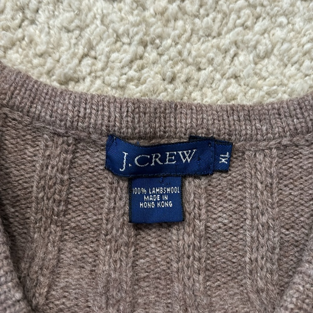 J Crew Women’s Sweater 100% Lambswool XL Taupe - Picture 4 of 6